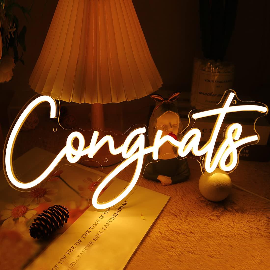 Led Lighting Wall Decor - Letrero Luminoso LED USB Regulable 'Congrats'
