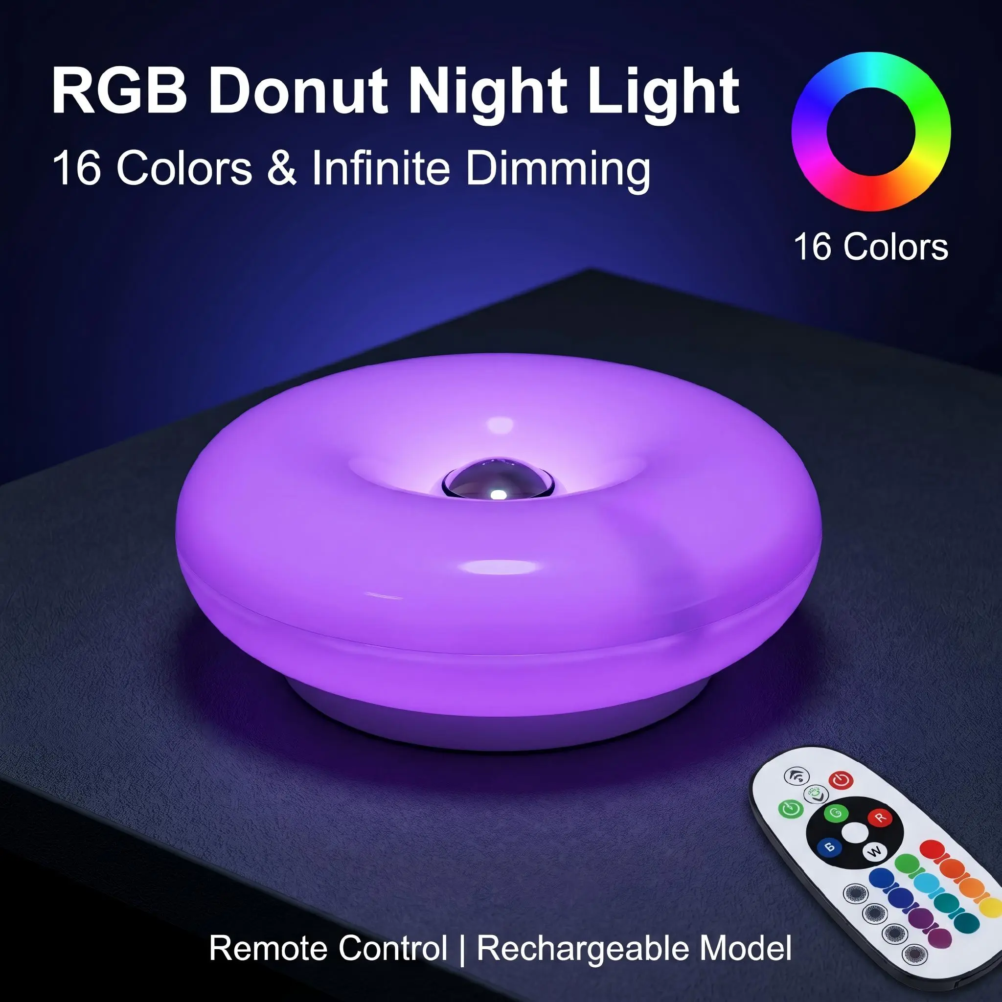 Ambient Lighting Decor For Room - Lámpara Donut RGB, Lámpara de Noche