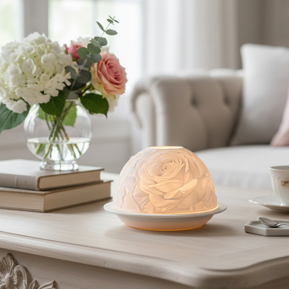 Lighting Decor For Living Room - Candelabro de porcelana rosa elegante, luz