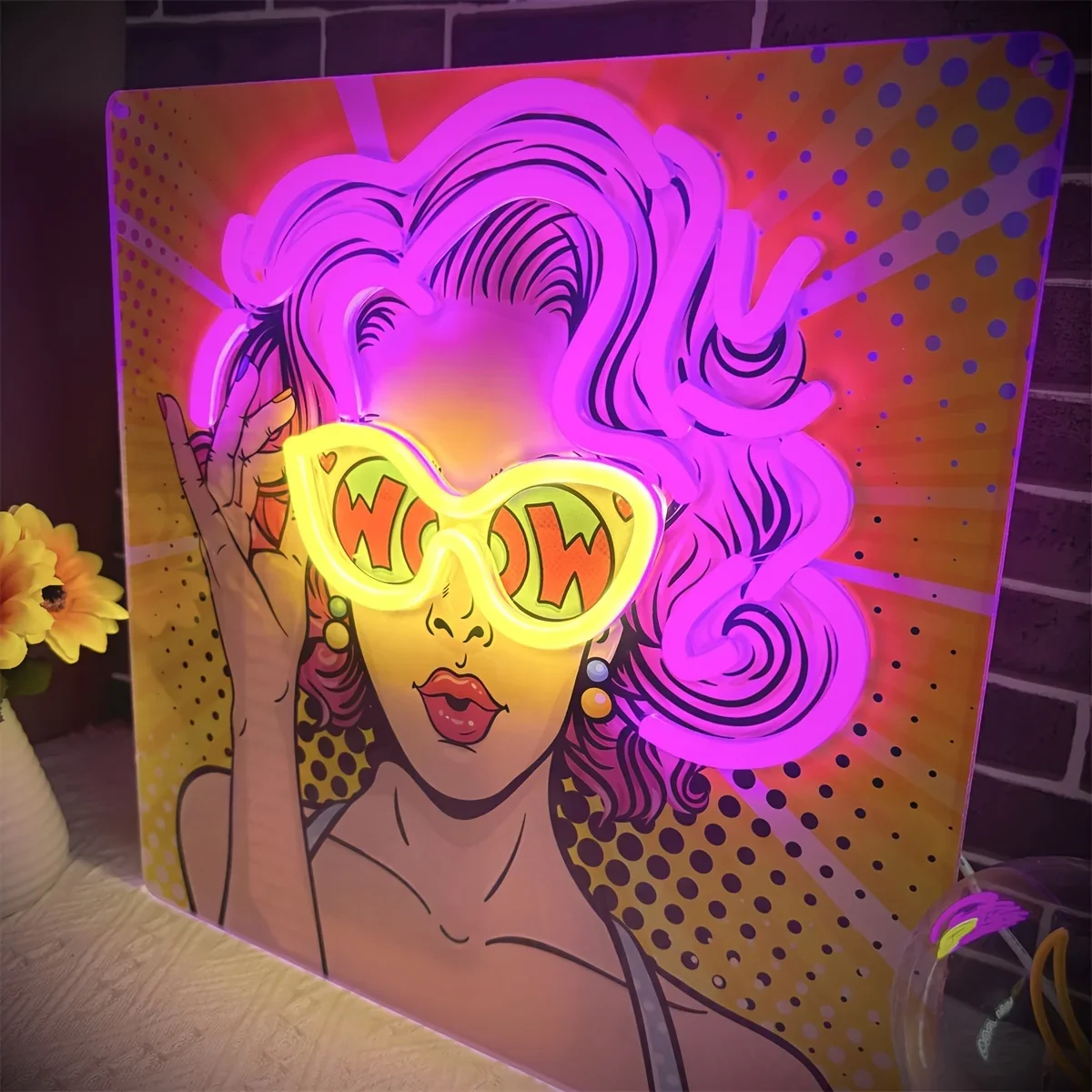 Outdoor Lighting Decor Wow - Wow Lady Pop Art LED letrero
