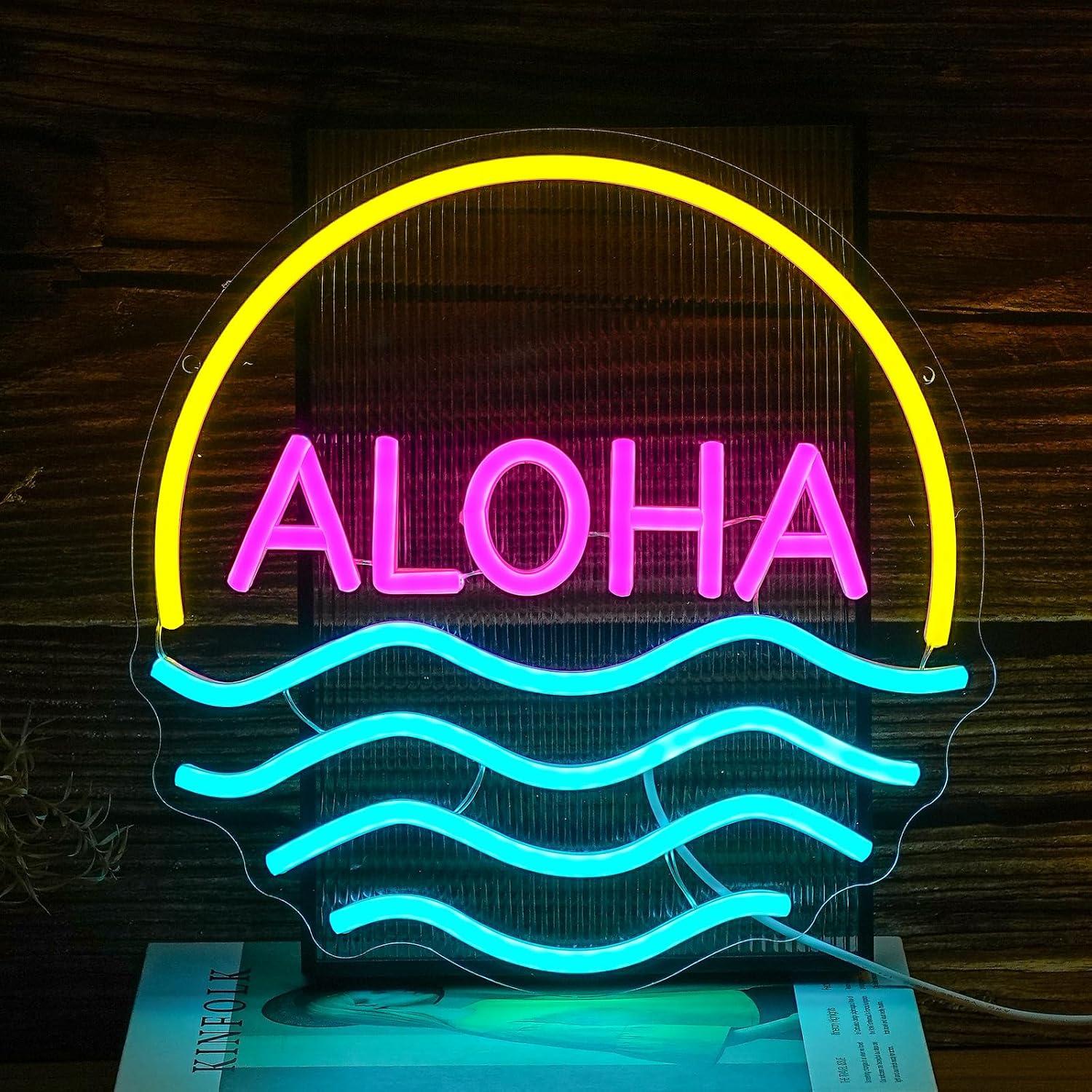 Lighting Decor Rentals - Letrero de neón Aloha Sunset Wave,