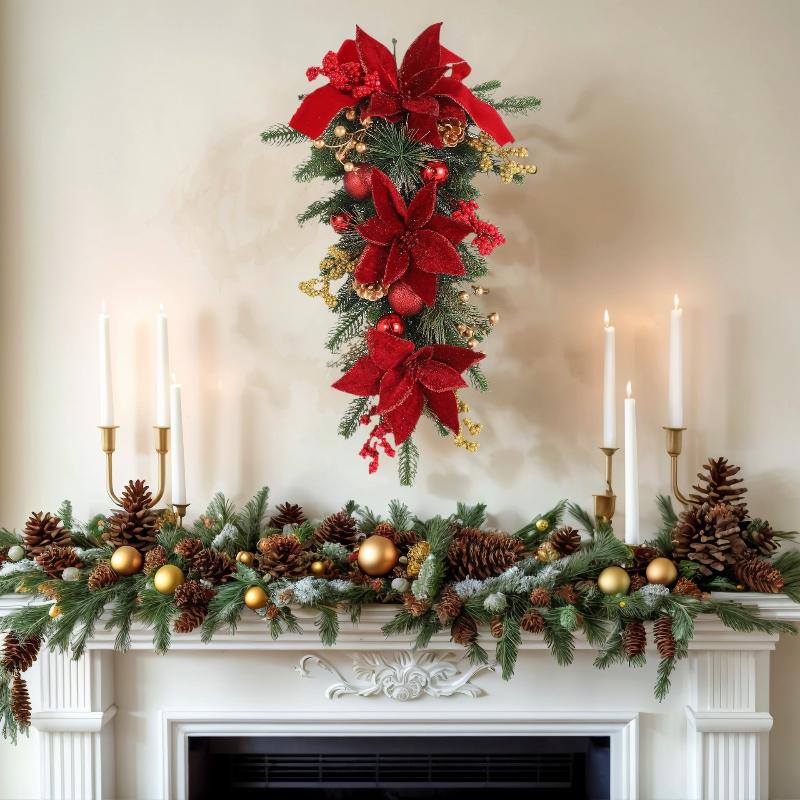 Pendant Lighting Christmas Decor - Colgante de corona navideña de 60CM