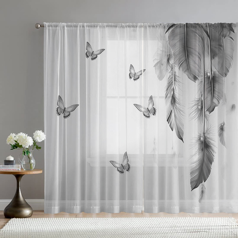 Fairy Light Curtain - 2 Cortinas Transparentes con Estampado Digital,