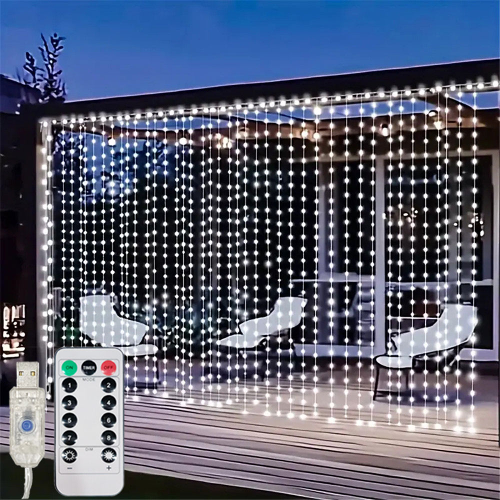 Fairy Light Curtain - Cortina LED USB de 3/6M, 8