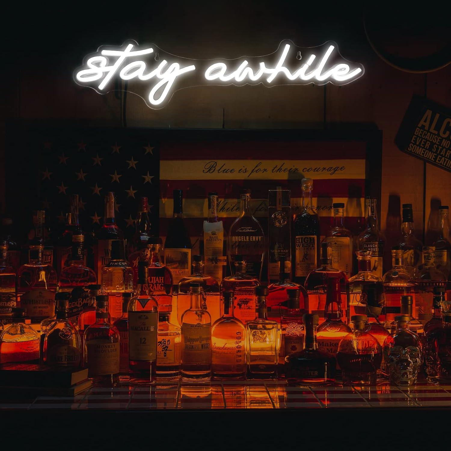 Letreros de Neón 'Stay Awhile' - Led Lighting Wall Decor reseña y precio