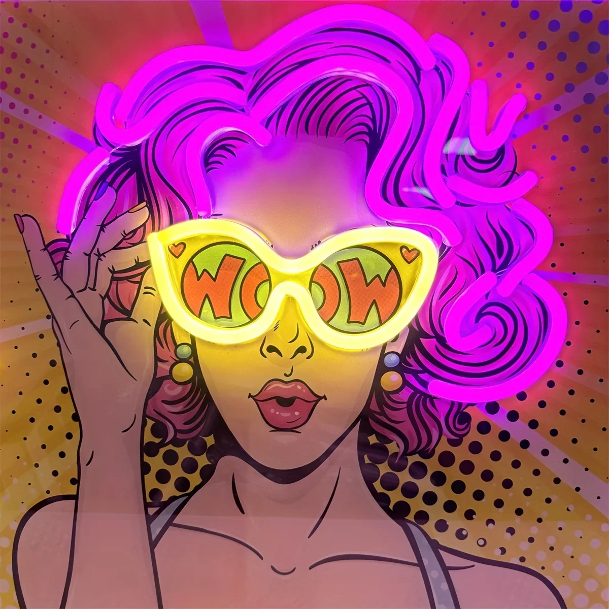 Wow Lady Pop Art LED letrero d - Outdoor Lighting Decor Wow reseña y precio