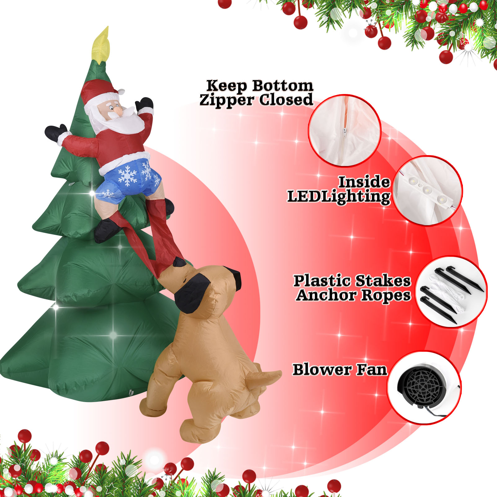 Perro inflable de Navidad con  - Up Lighting Decor reseña y precio
