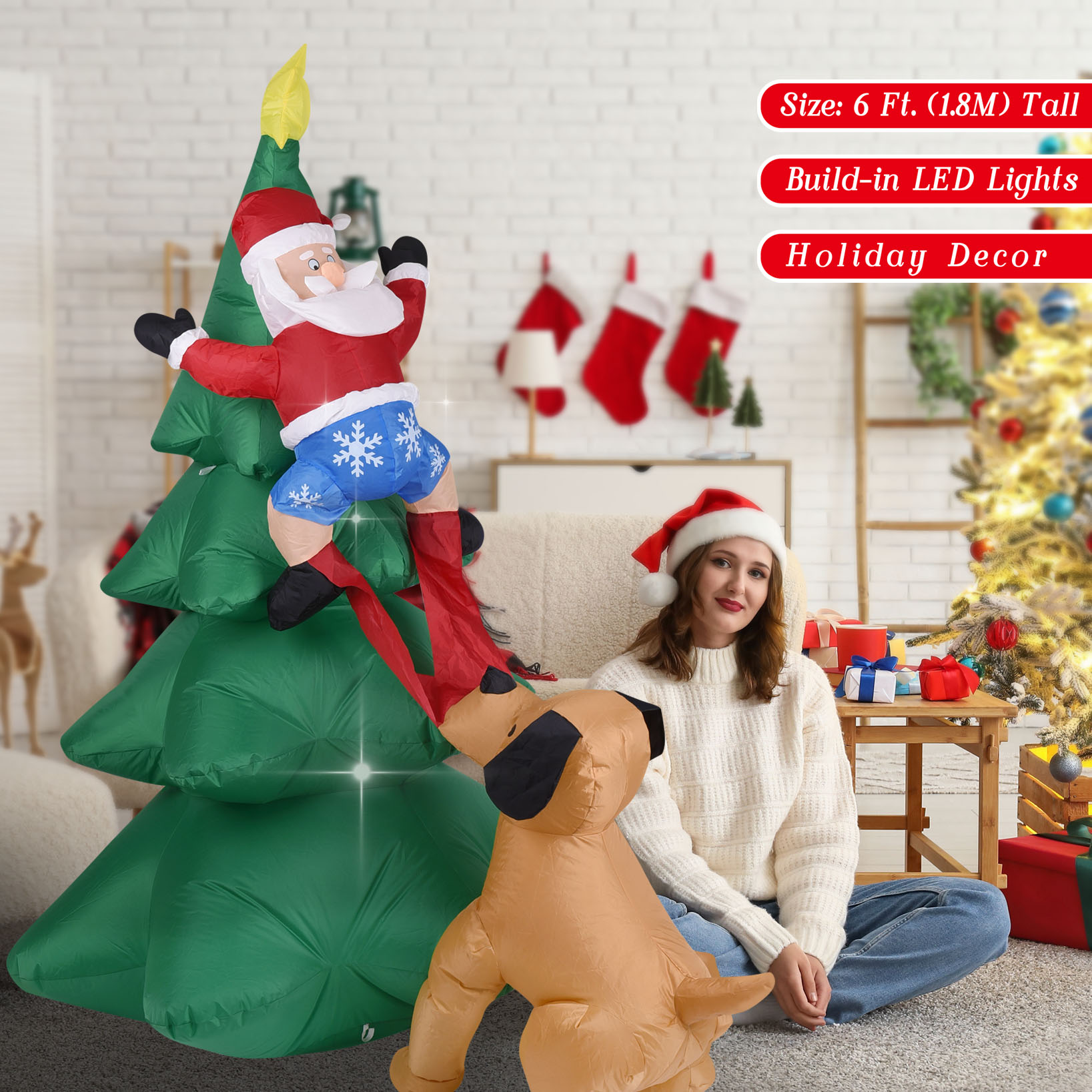 Perro inflable de Navidad con  - Up Lighting Decor reseña y precio