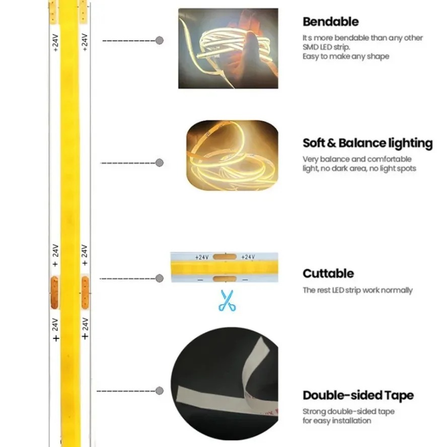 Tira de luces LED COB, ilumina - Lighting Decor And More reseña y precio