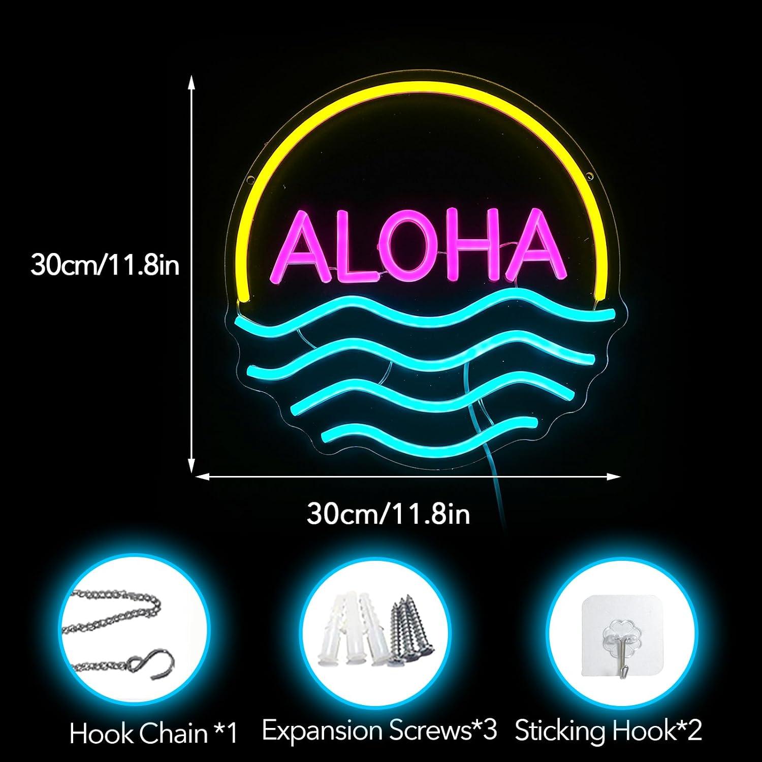 Letrero de neón Aloha Sunset W - Lighting Decor Rentals reseña y precio
