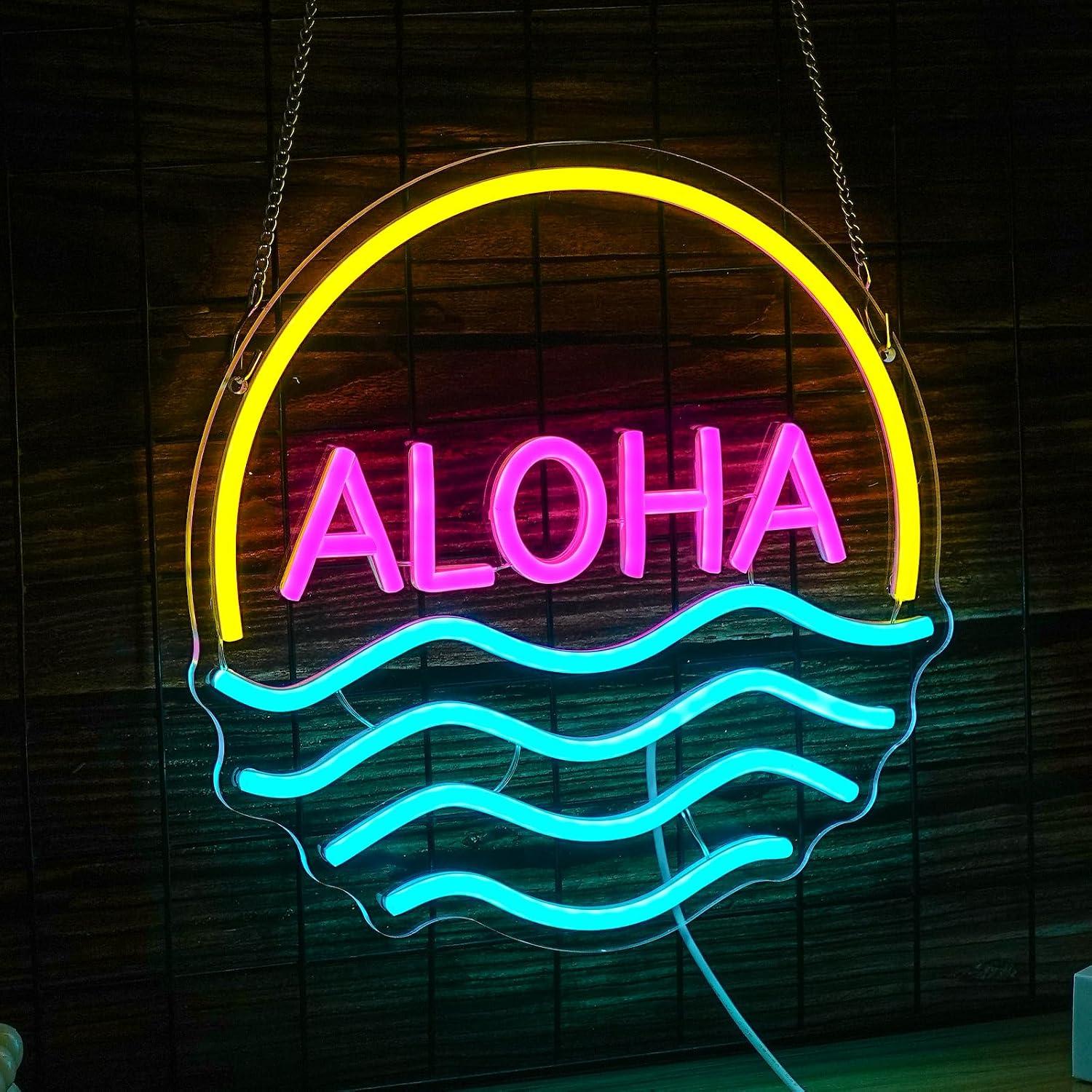 Letrero de neón Aloha Sunset W - Lighting Decor Rentals reseña y precio